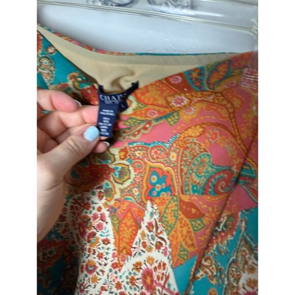 Y2K Chaps Boho Chic Paisley Indie Slinky Pull On Skirt Women's Size Large - Picture 6 of 6